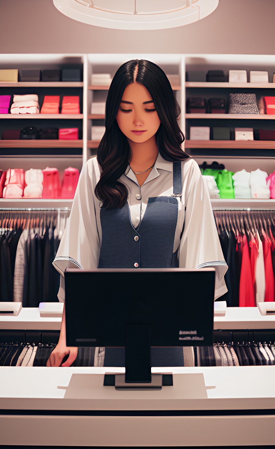 a cashier in a boutique store preview