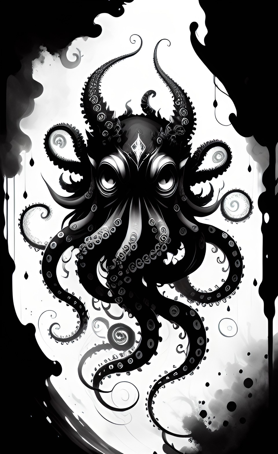 octopusserr - a demon octopus djinn in the illustration style of tim burton in mon preview