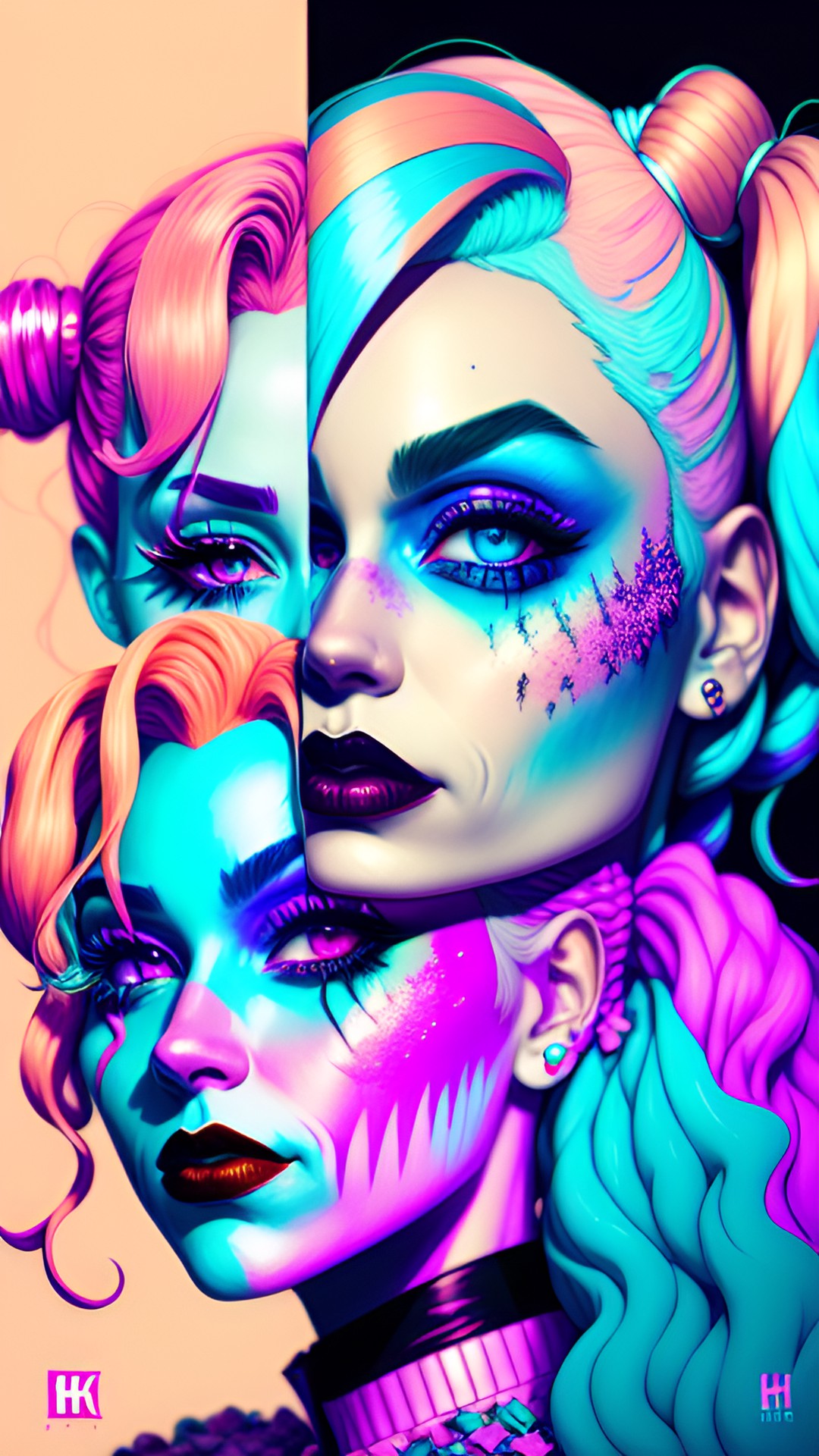 split personality two sided face harley quinn 8k hd trending preview