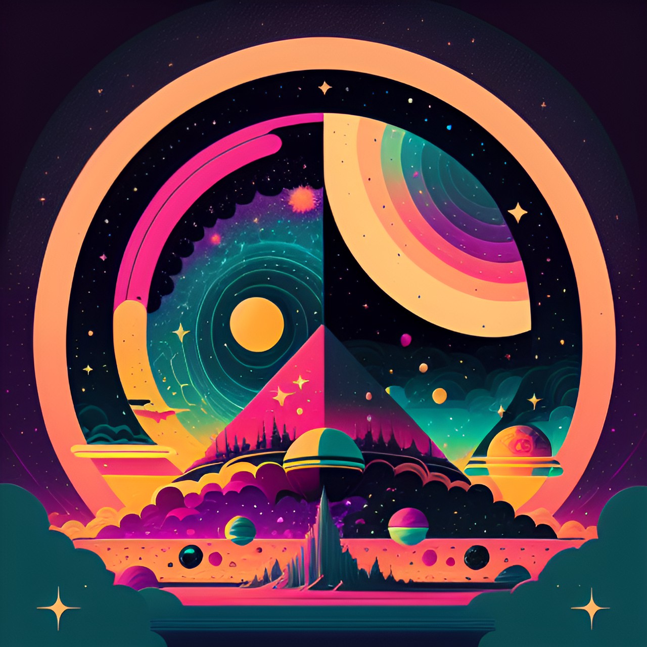 70s funk aesthetic cosmic scene preview