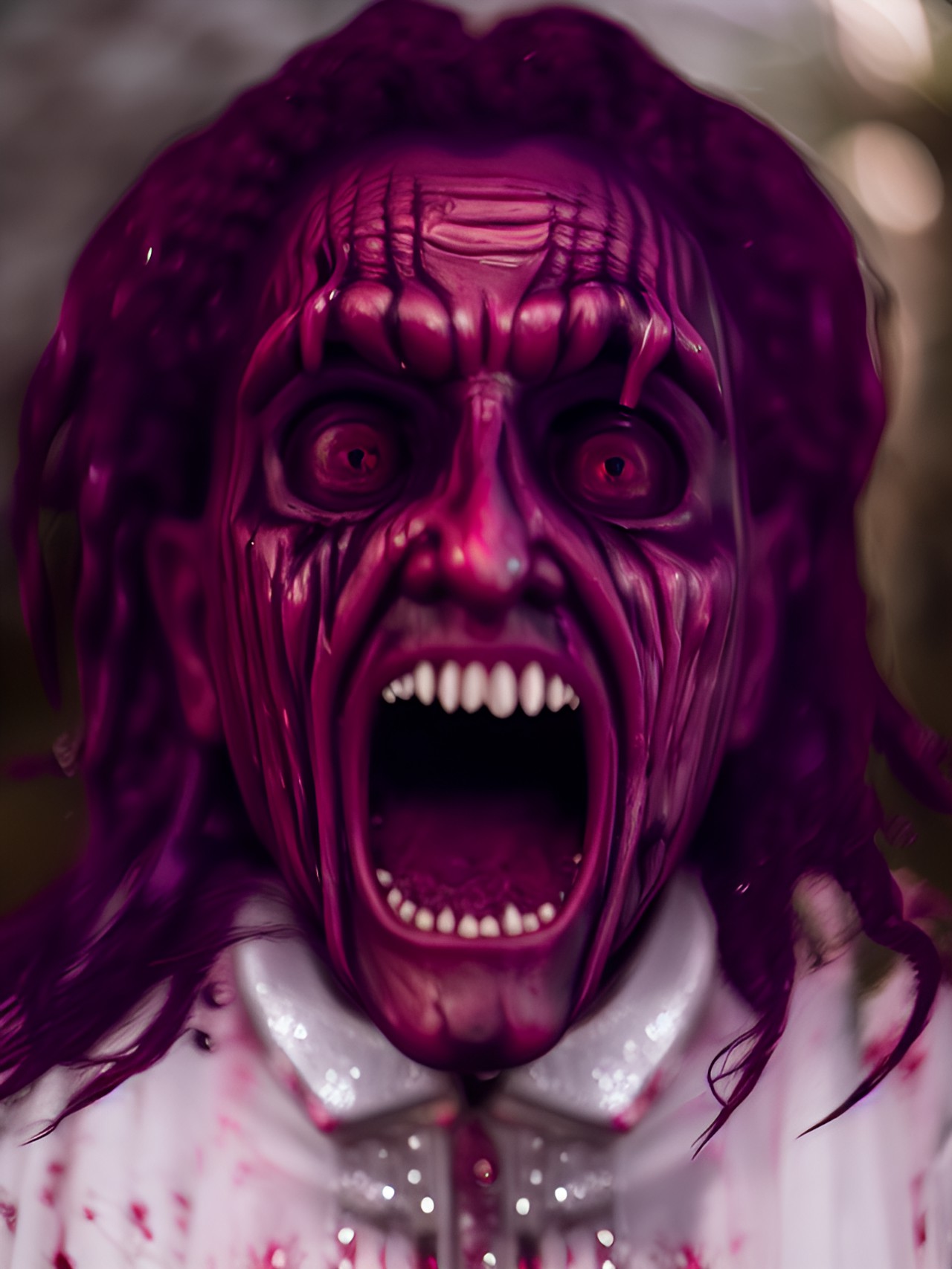 Slimeyeli - screaming corpse uncanny horror face realistic hd 1080 wet shiny preview