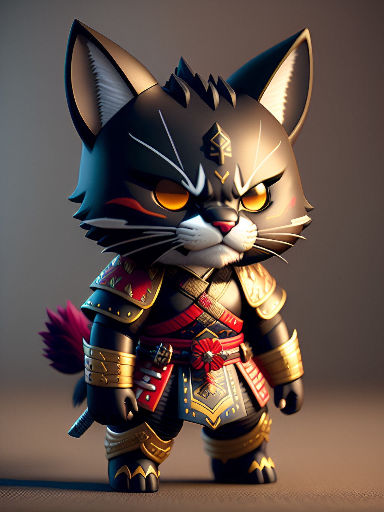 ferocious samurai warrior cat preview