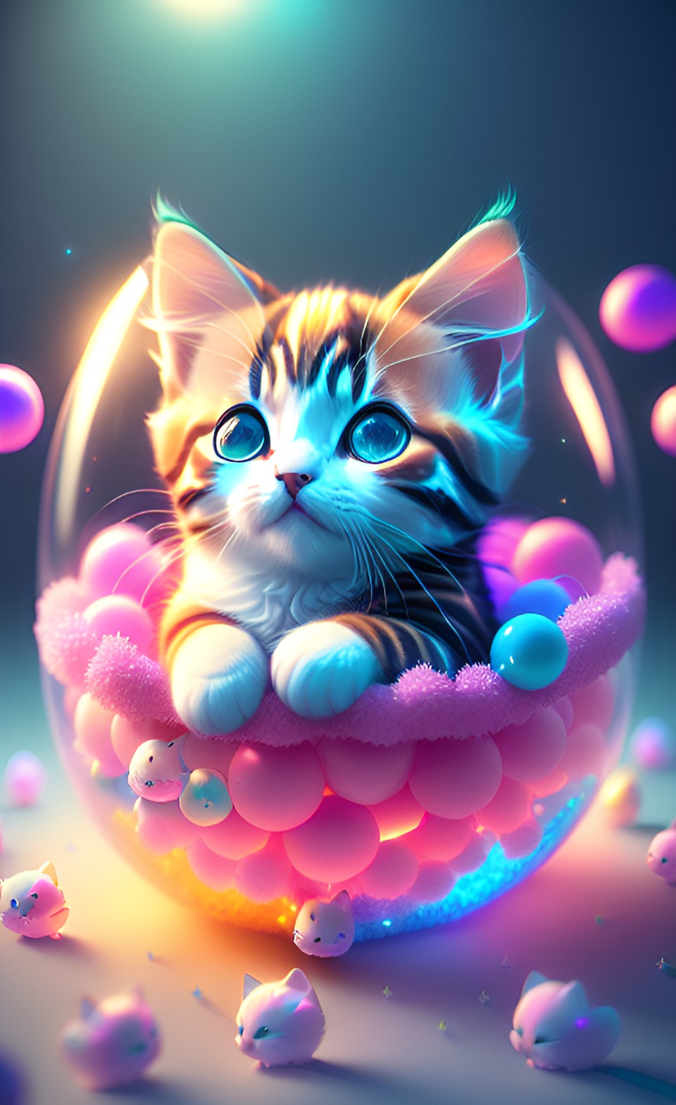 1kitten in a ball pit, (adorable), (cute reflective eyes) ((((cgsociety contest winner)))), (((ultra quality))), ((exquisite details)), (((128k))), ((soft illumination)), (dreamy), ((unreal engine)) preview