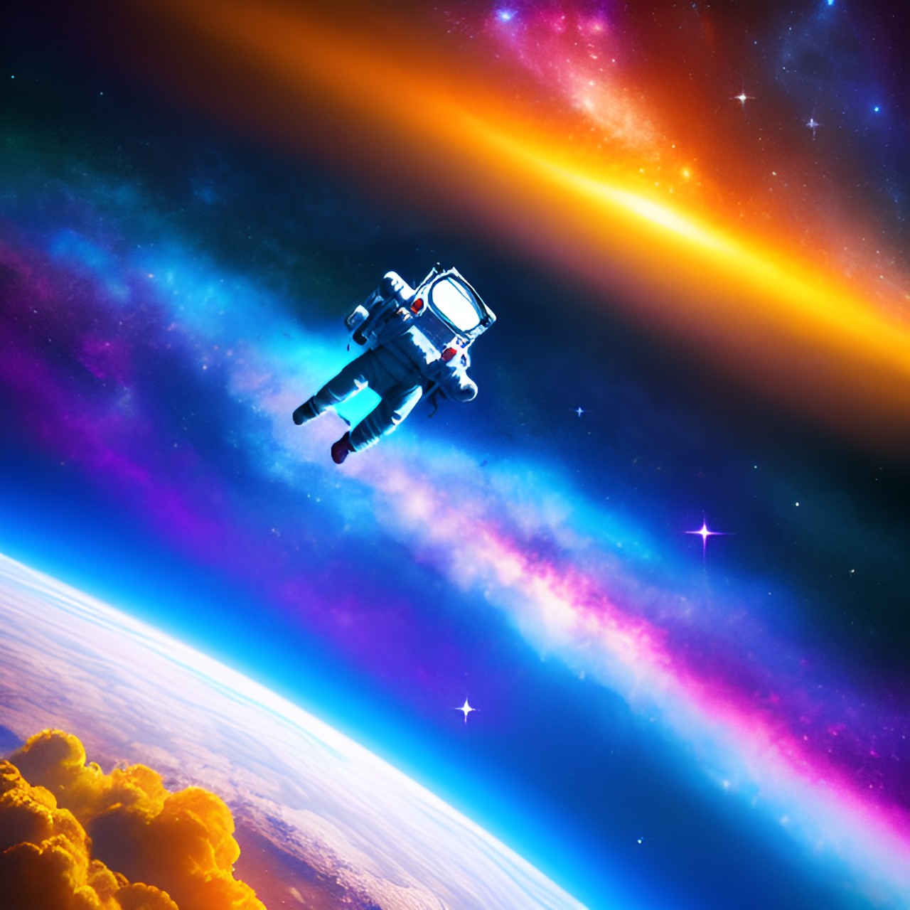 astronaut floating in space, colourful, high resolution, galaxy, preview