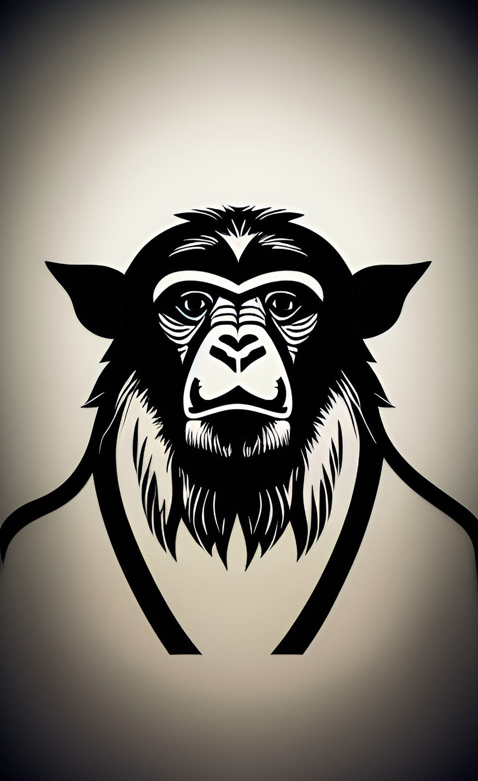 simple icon, outline, monkey/goat, artistic, serious, sorrowful preview