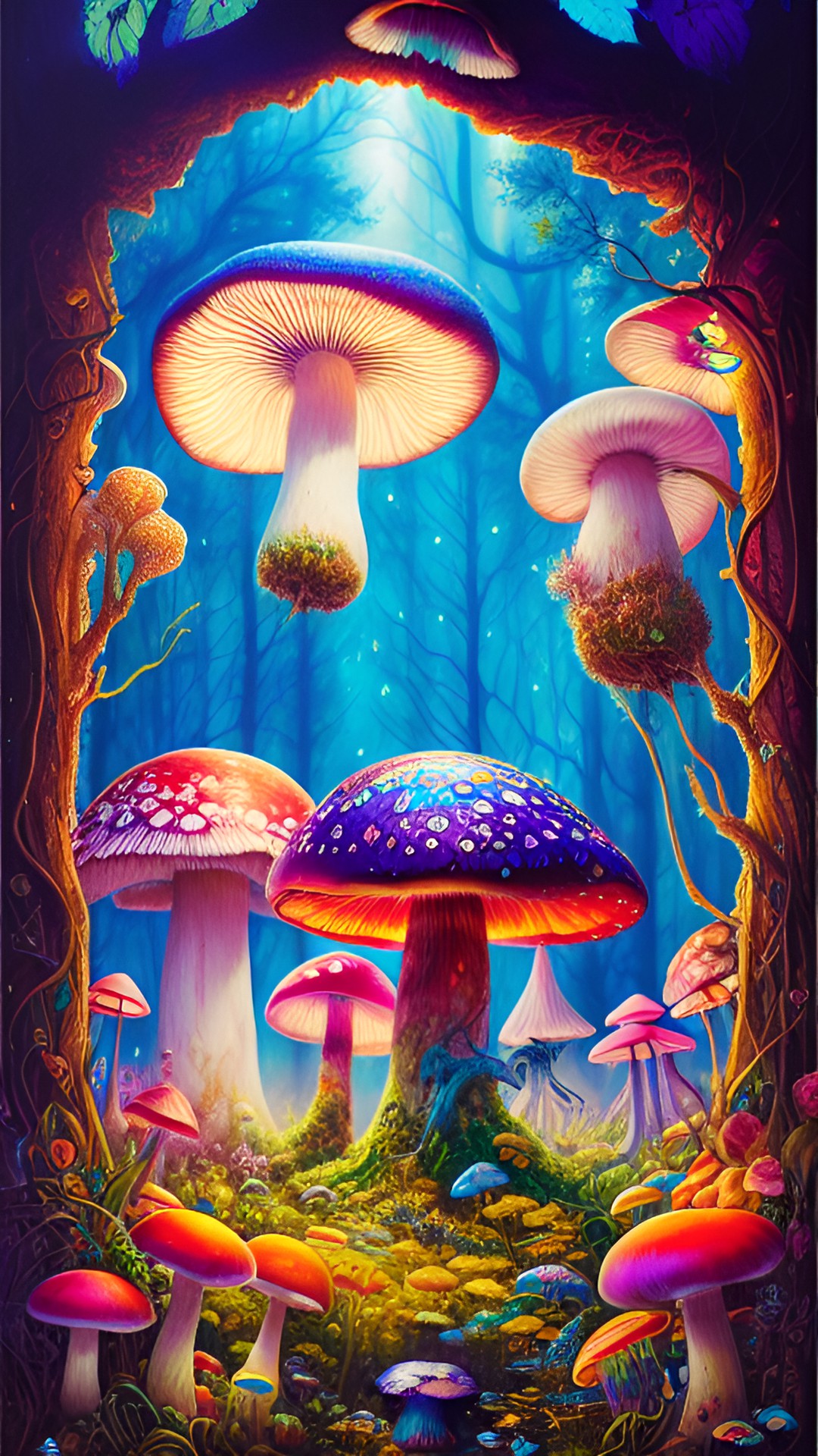 Fairy Forest - a fantasy forest of colorful mushrooms. mysterious, magical presences living there, 4k preview