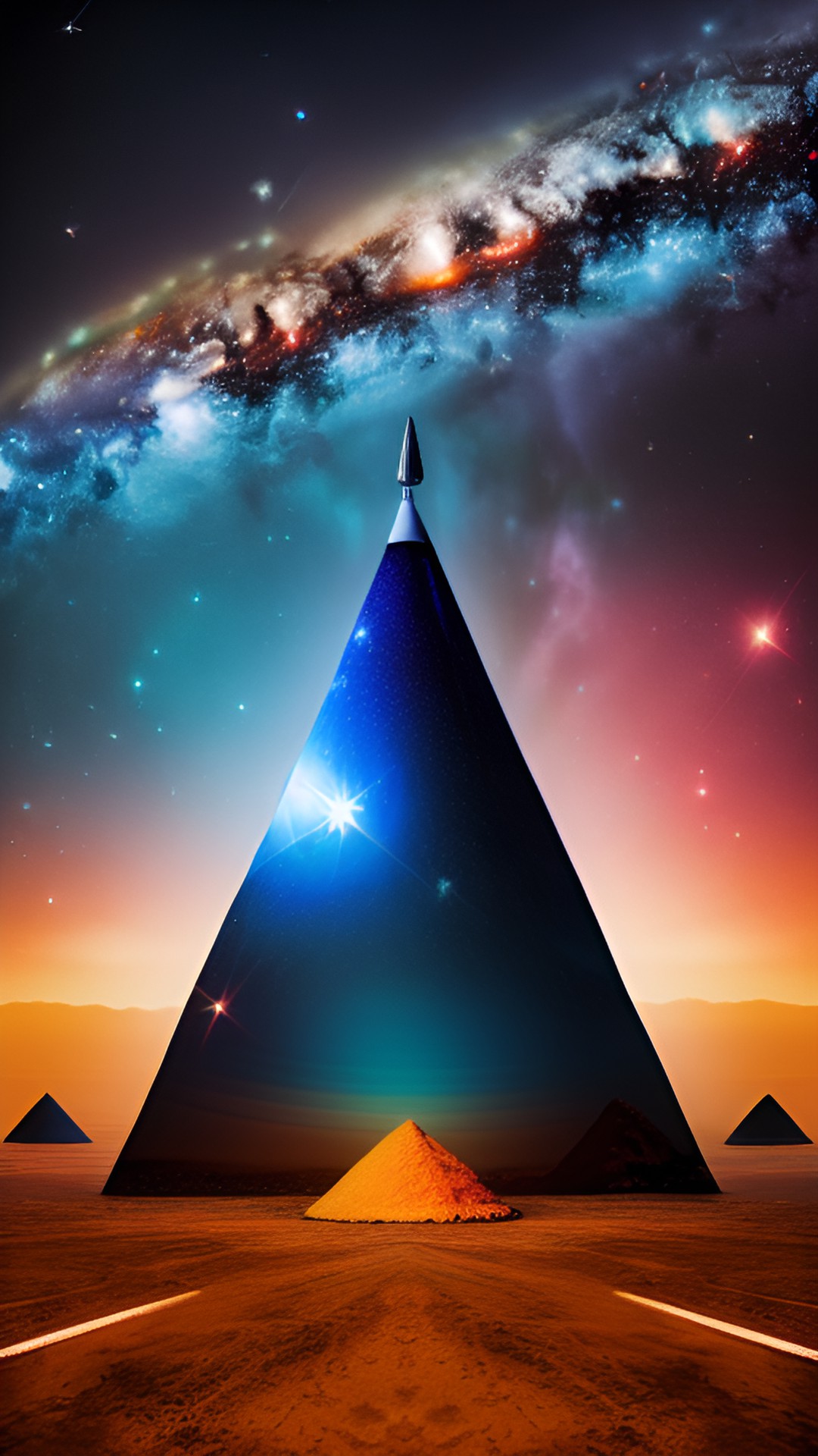 space cones pyramid - orange cone space galaxy stars planets ufo cones cosmic cones pyramid blue cones  ufo alien land cone preview