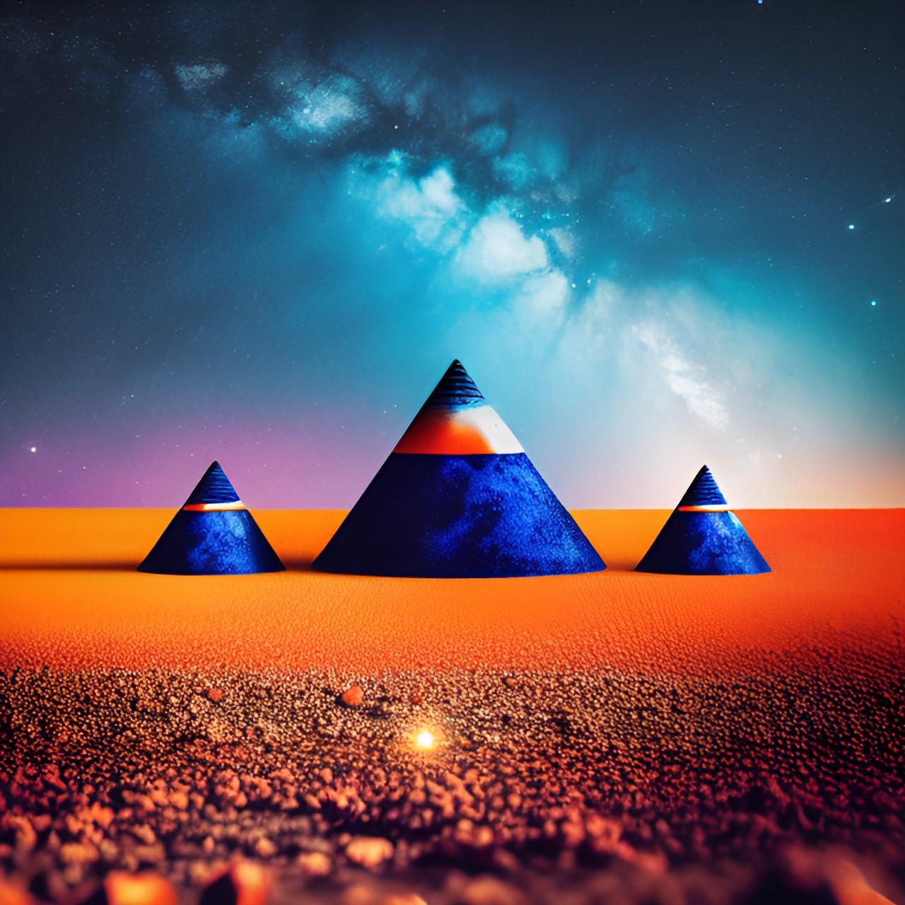 orange cone space galaxy stars planets ufo cones cosmic cones pyramid blue cones  ufo alien land cone preview