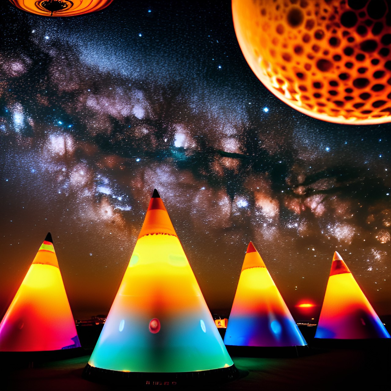 space cones pyramid - orange cone space galaxy stars planets ufo cones cosmic cones pyramid blue cones  ufo alien land cone preview