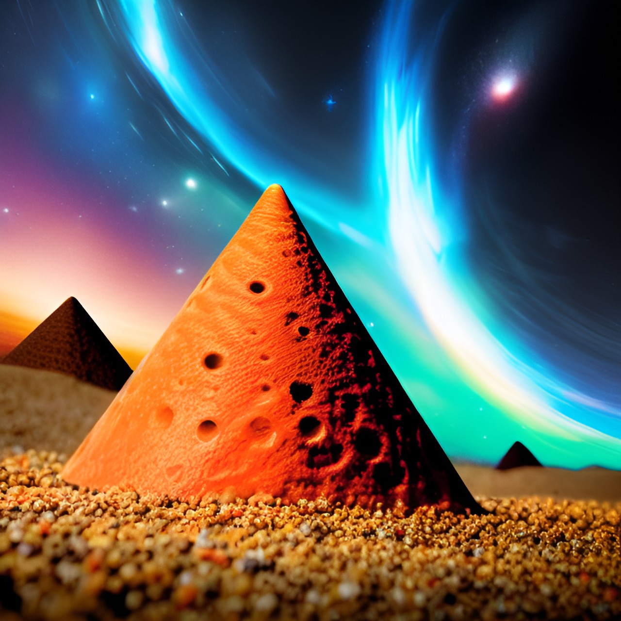 space cones pyramid - orange cone space galaxy stars planets ufo cones cosmic cones pyramid blue cones  ufo alien land cone preview