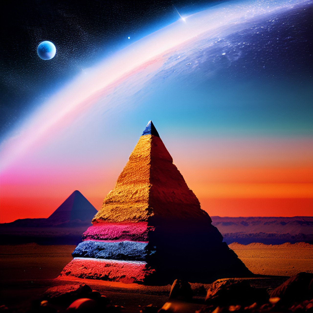 orange cone space galaxy stars planets ufo cones cosmic cones pyramid blue cones  ufo alien land cone preview