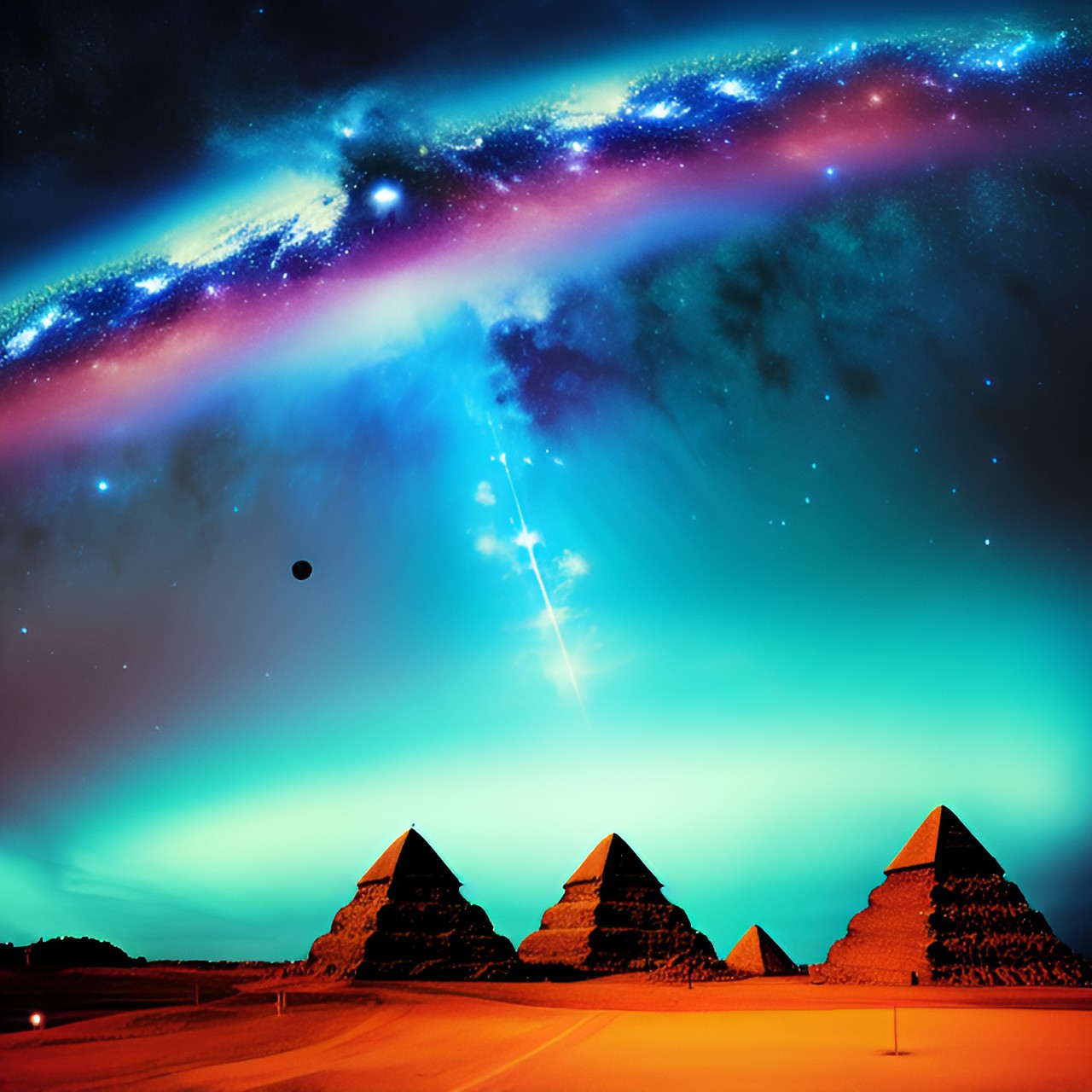 orange cone space galaxy stars planets ufo cones cosmic cones pyramid blue cones  ufo alien land cone preview