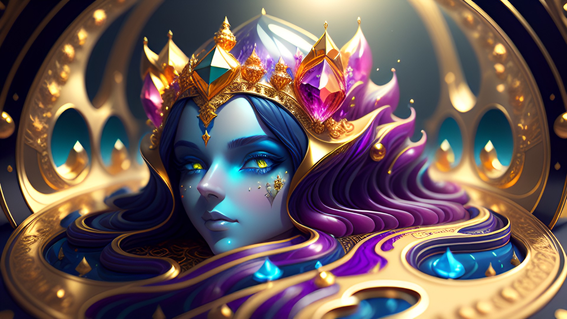 princess vicky, feminist , smells of great perfume , 3d, 8k, gold and jewel tone colors, backlighting preview