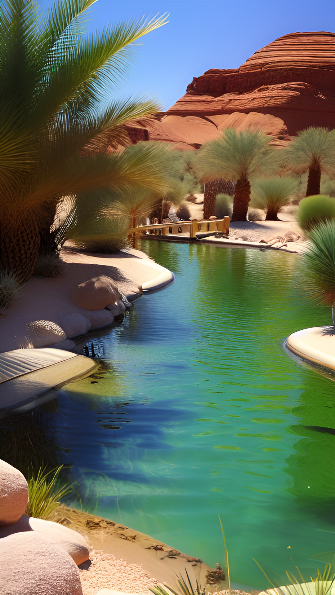 desert oasis with city preview