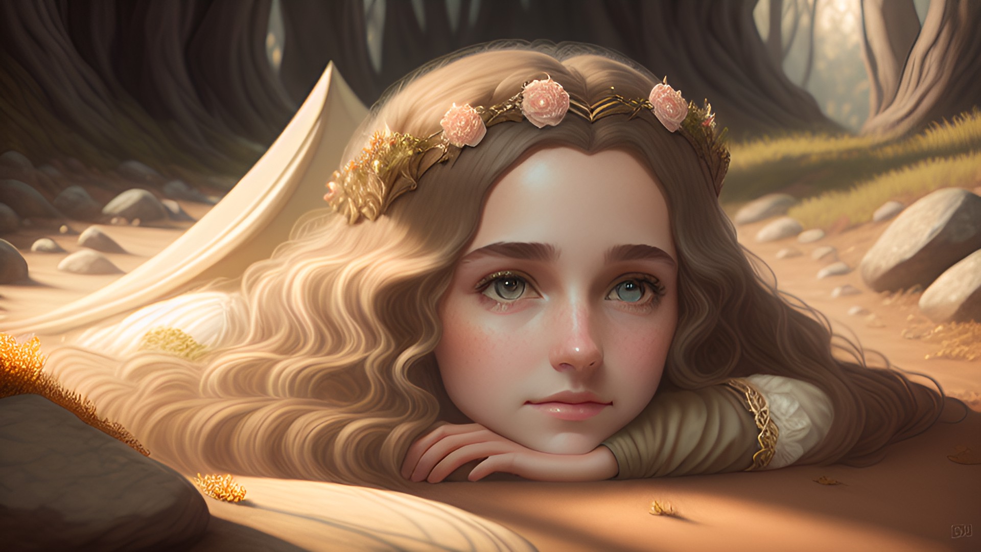 princess lori, tolkien obsessed, earthy, natural 3d, 8k, soft neutral colors, morning light preview