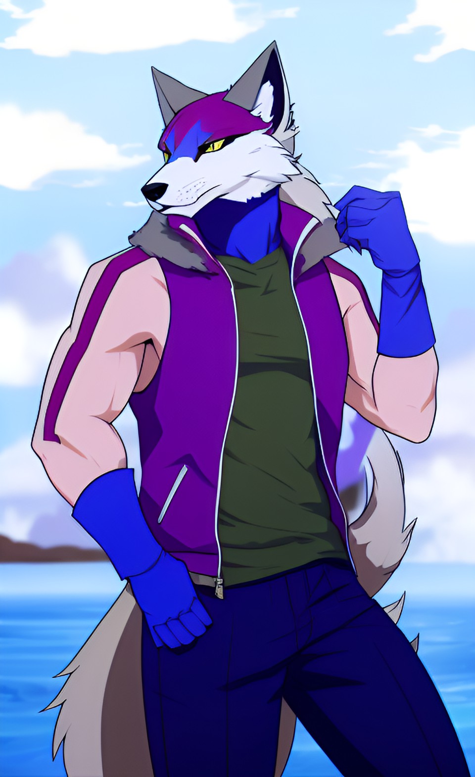 uploaded on e621 furry art anthro male wolf preview