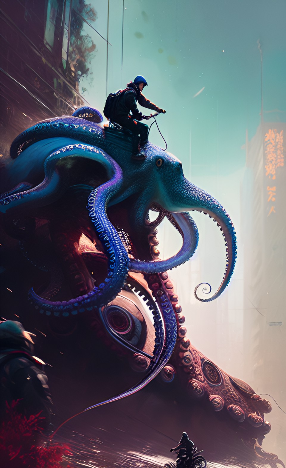 human riding an octopus preview