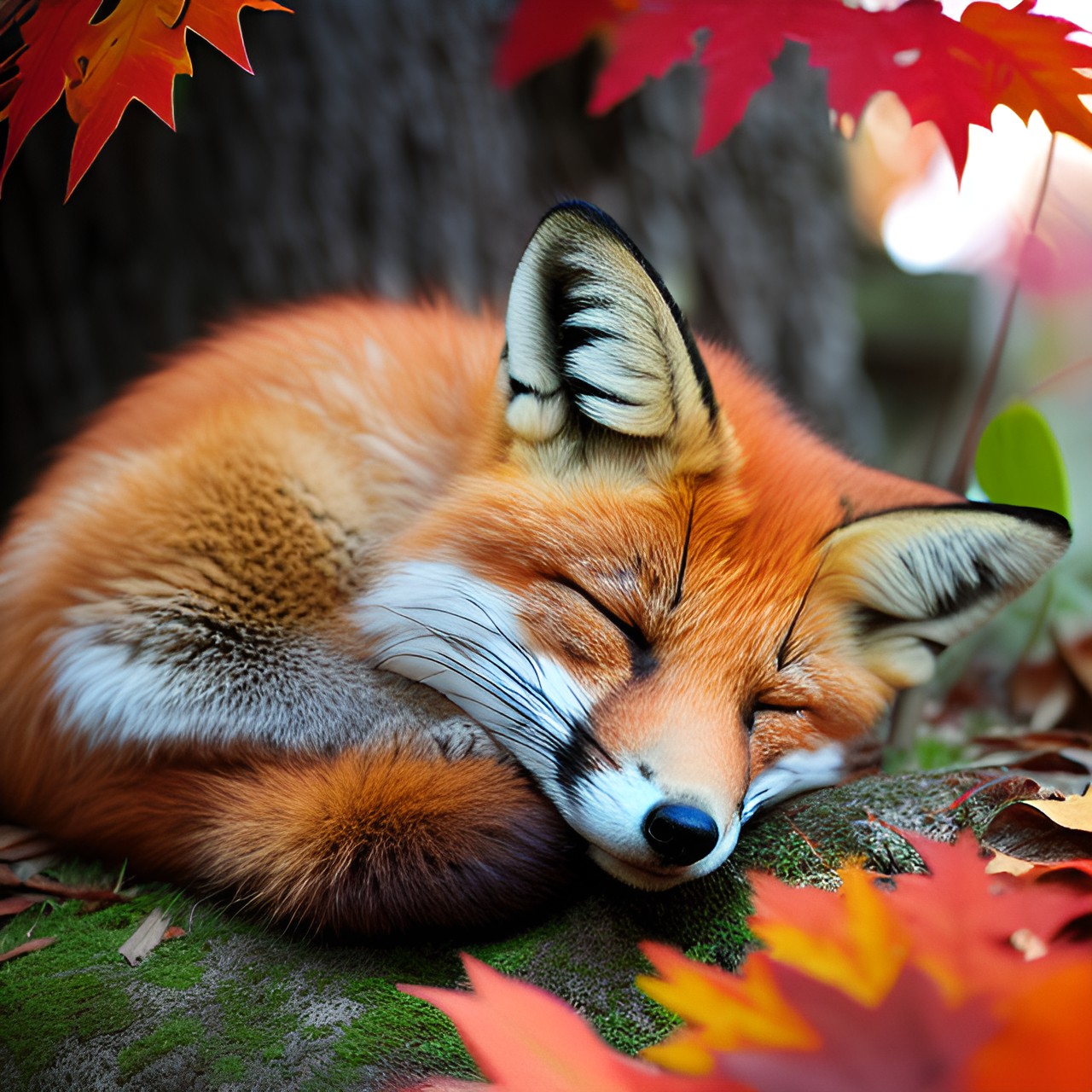 sleeping curled up fox preview