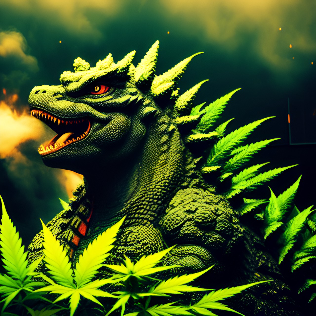 godzilla in a cannabis farm preview