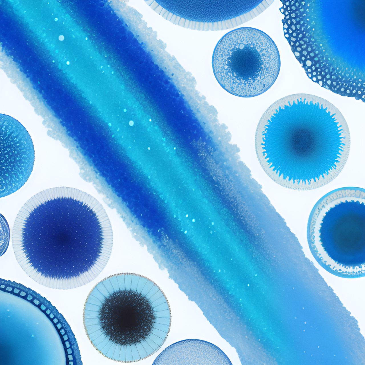 many bacterias in white and blue colors preview