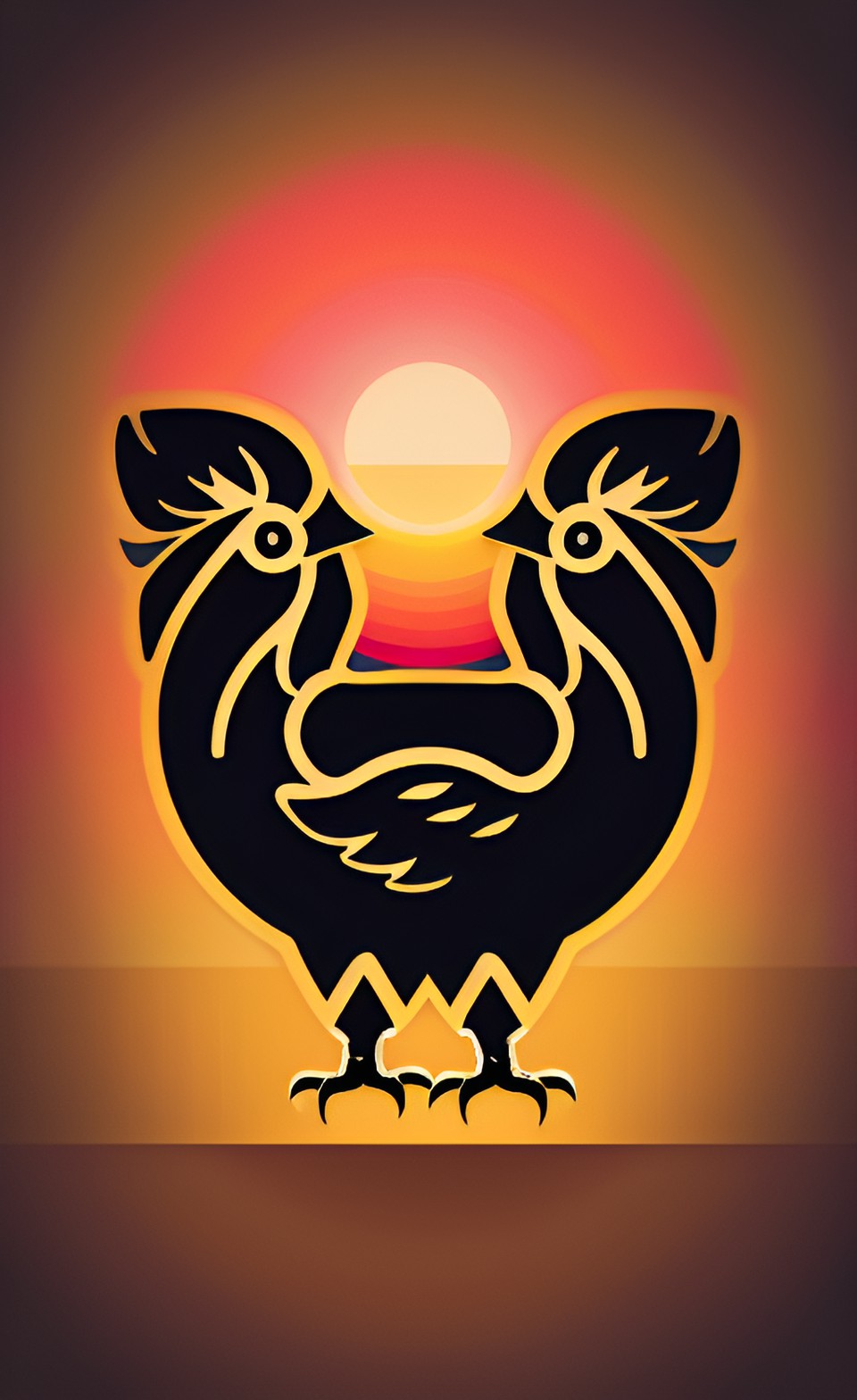 simple icon, outline, rooster, artistic, gratitude, sunset preview