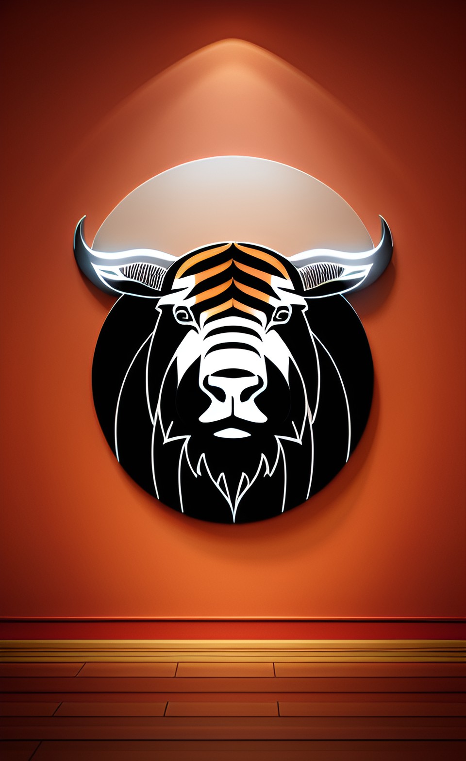 simple icon, outline, ox/tiger/bull hybrid, artistic, watchful, late night preview