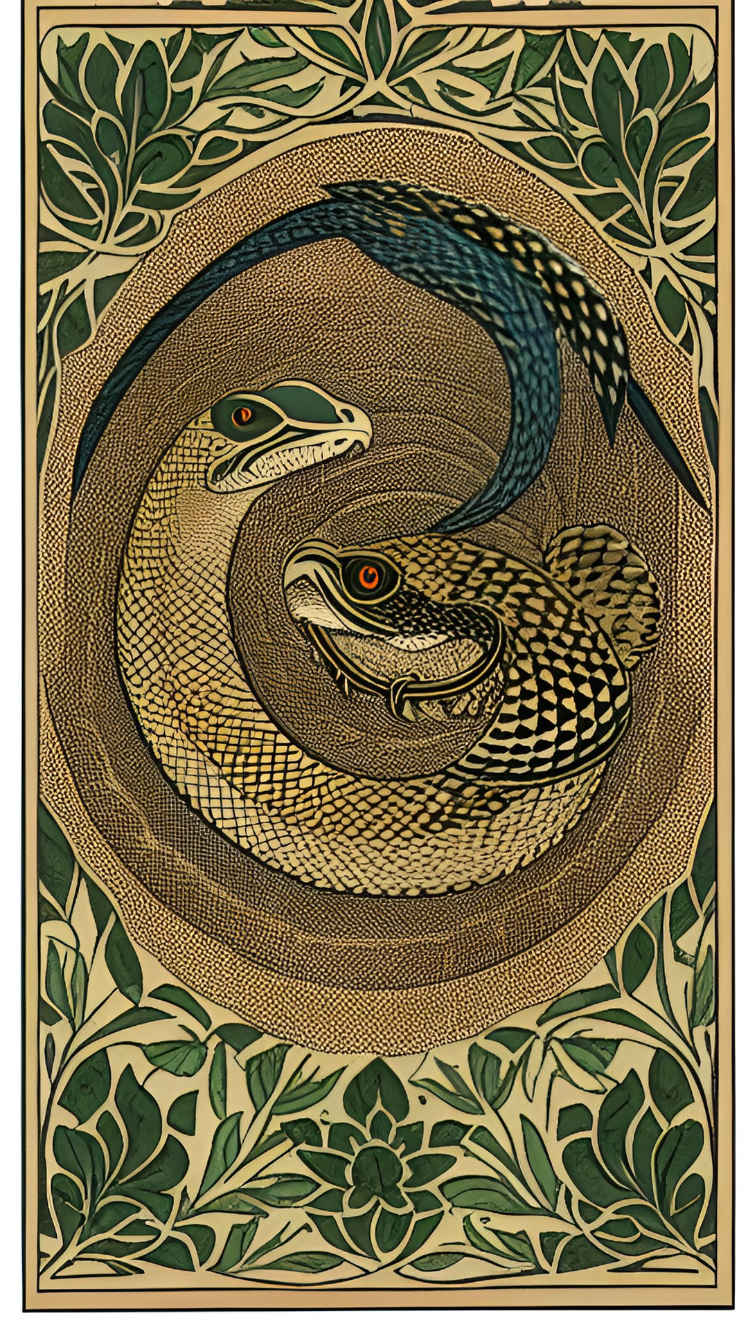 rattlesnake and crew - rattlesnake and crow patterned william morris style paperwork preview