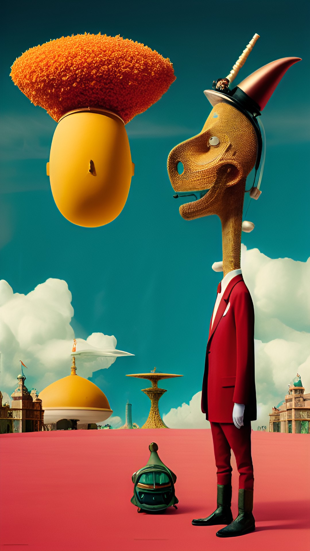 cast of the futurama in the style of dali, hieronymus bosch, wes anderson preview