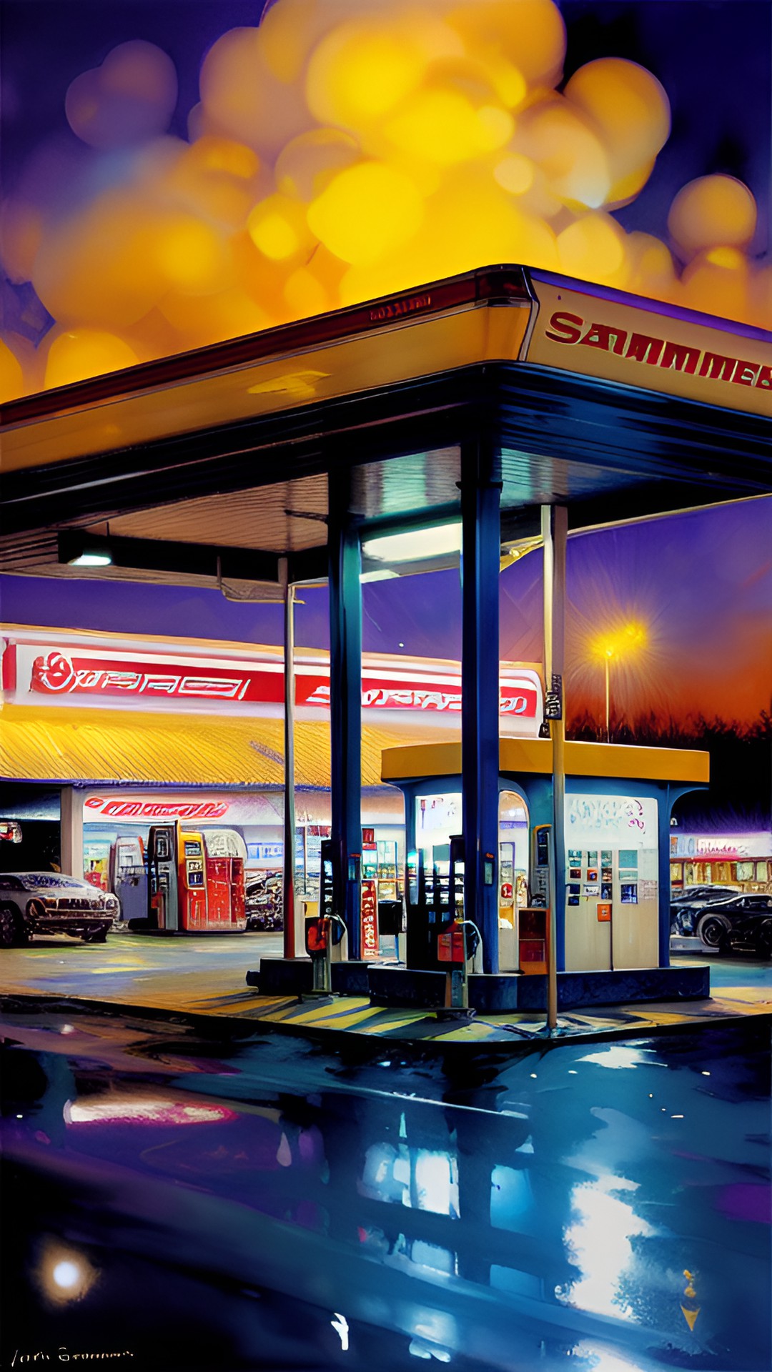 Los Angeles, 1983 - gas station at night preview