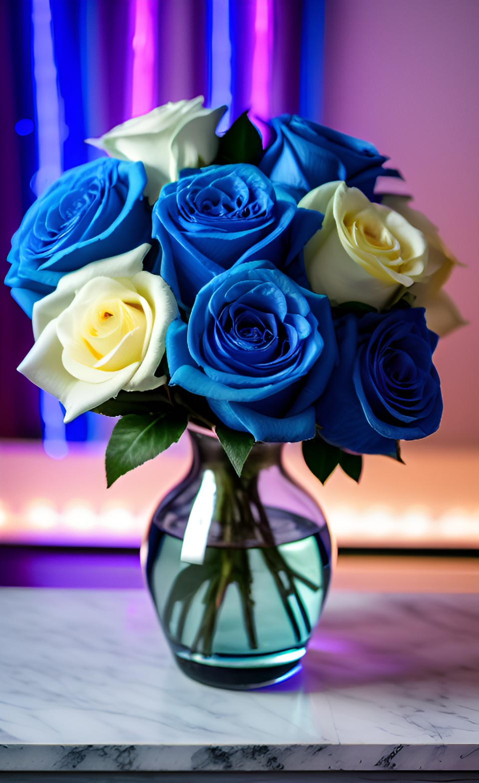 Electric Blue roses, electrifying & enchanting to invigorate the soul - in a mesmerizing display, a bouquet of electric blue roses electrifies the atmosphere. these rare, ethereal blooms possess an otherworldly charm, creating an enchanting ambiance that invigorates soul. preview