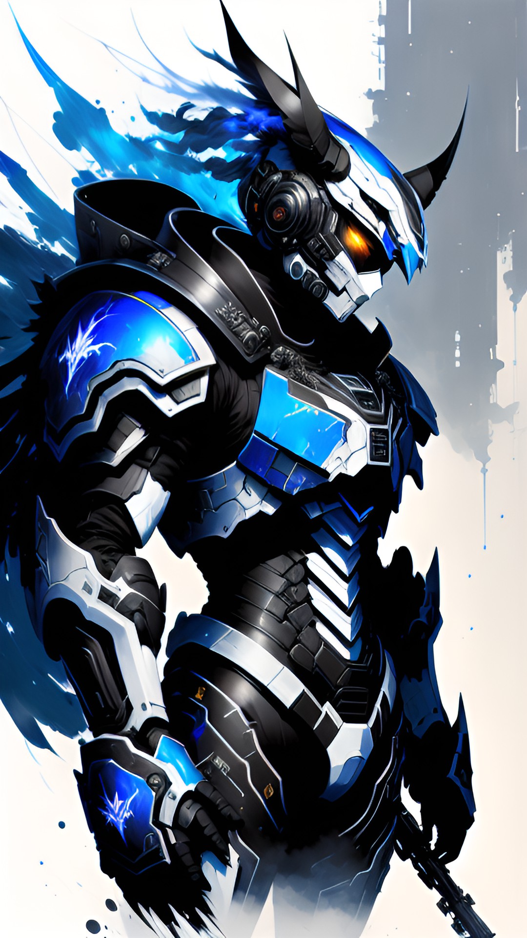 accel world cyberspace - blue dragoon - gun - male robot - hyper detail preview