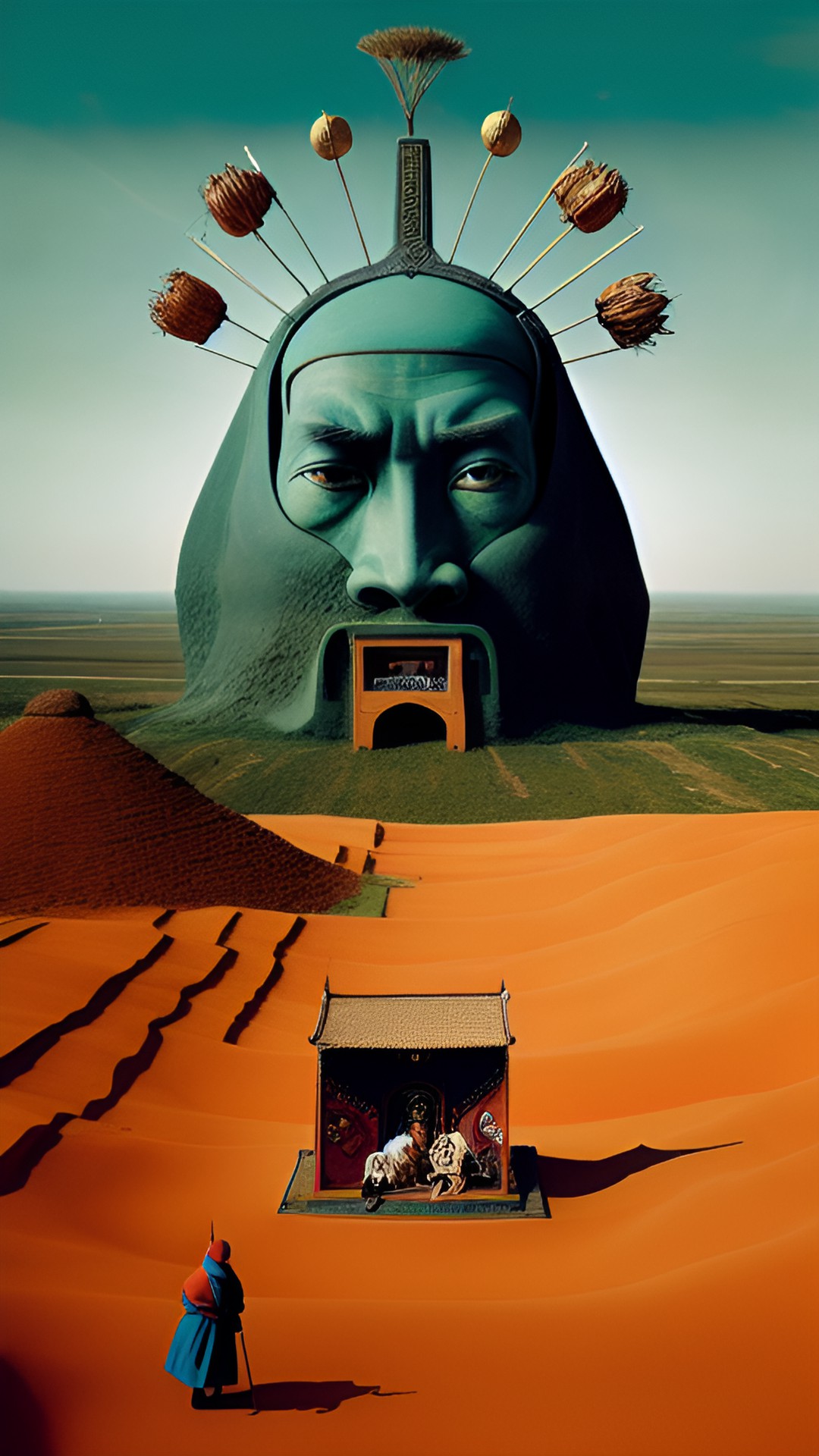 ancient mongols in the style of dali, hieronymus bosch, wes anderson preview