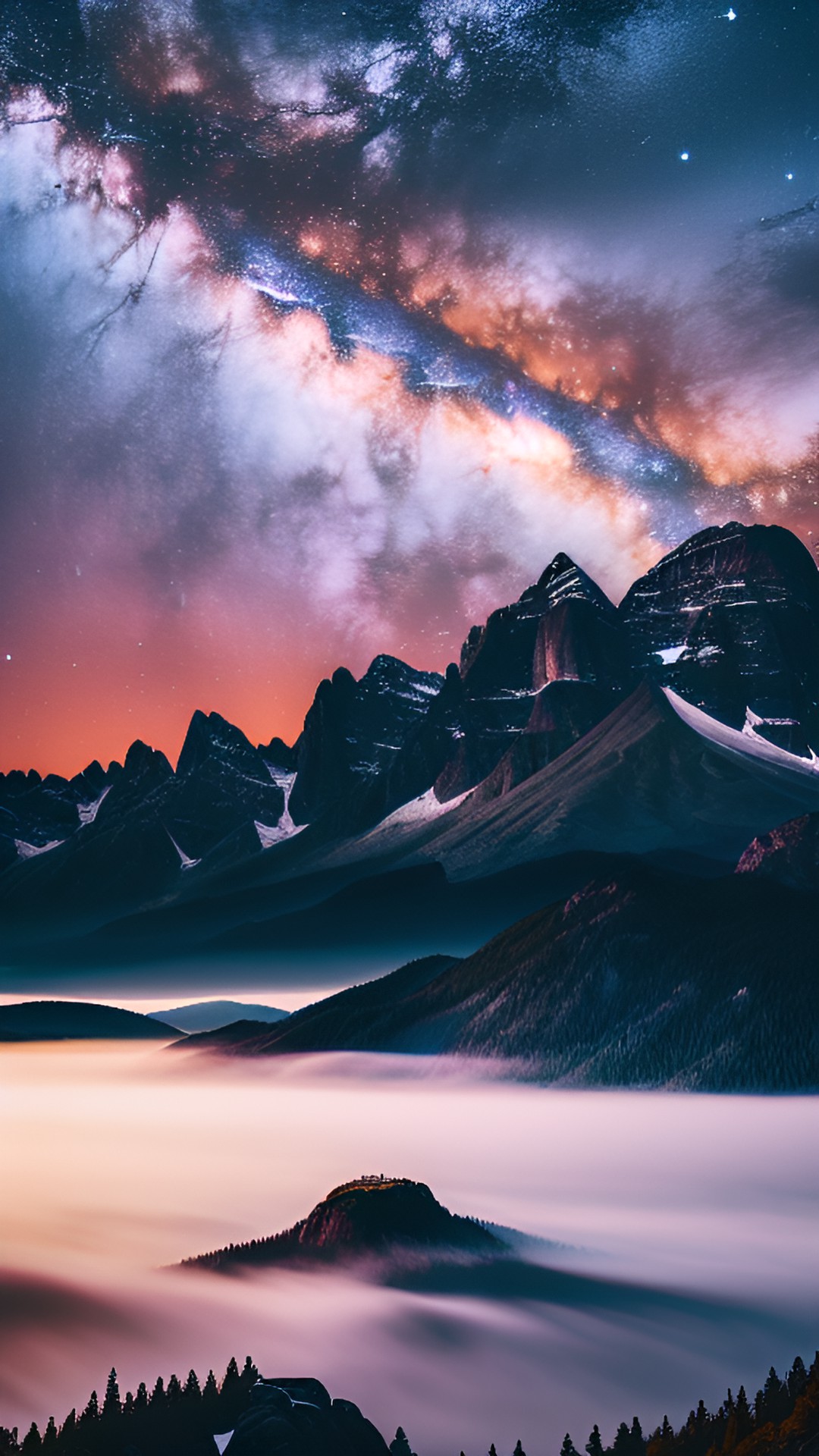 Dusk - serene mountain landscape at dusk with a clear starry sky preview