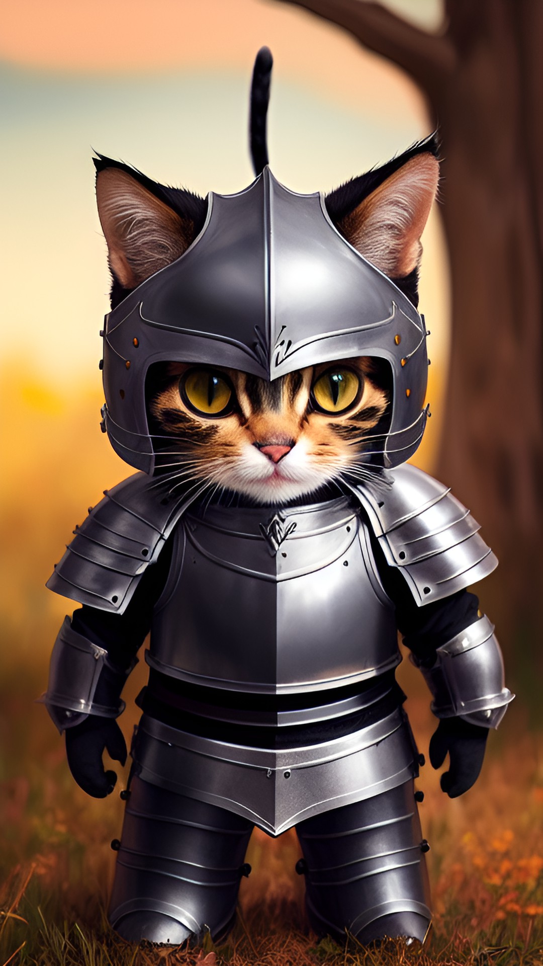 little cute kitty with armour, old knight preview