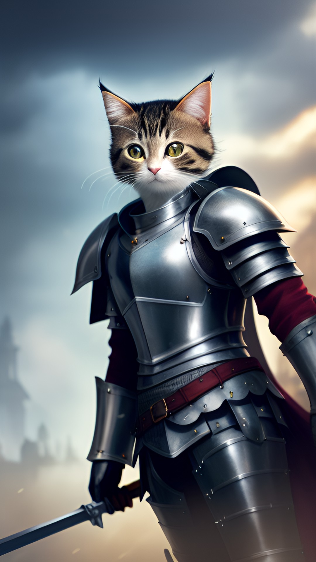 little cute kitty with armour, old knight, highly detailed, sharp focus, masterpiece, 2d, light, 4k, hdr, vfx, ultra realistic, hdr, vfx, exotic light, background, wetness, moisture preview