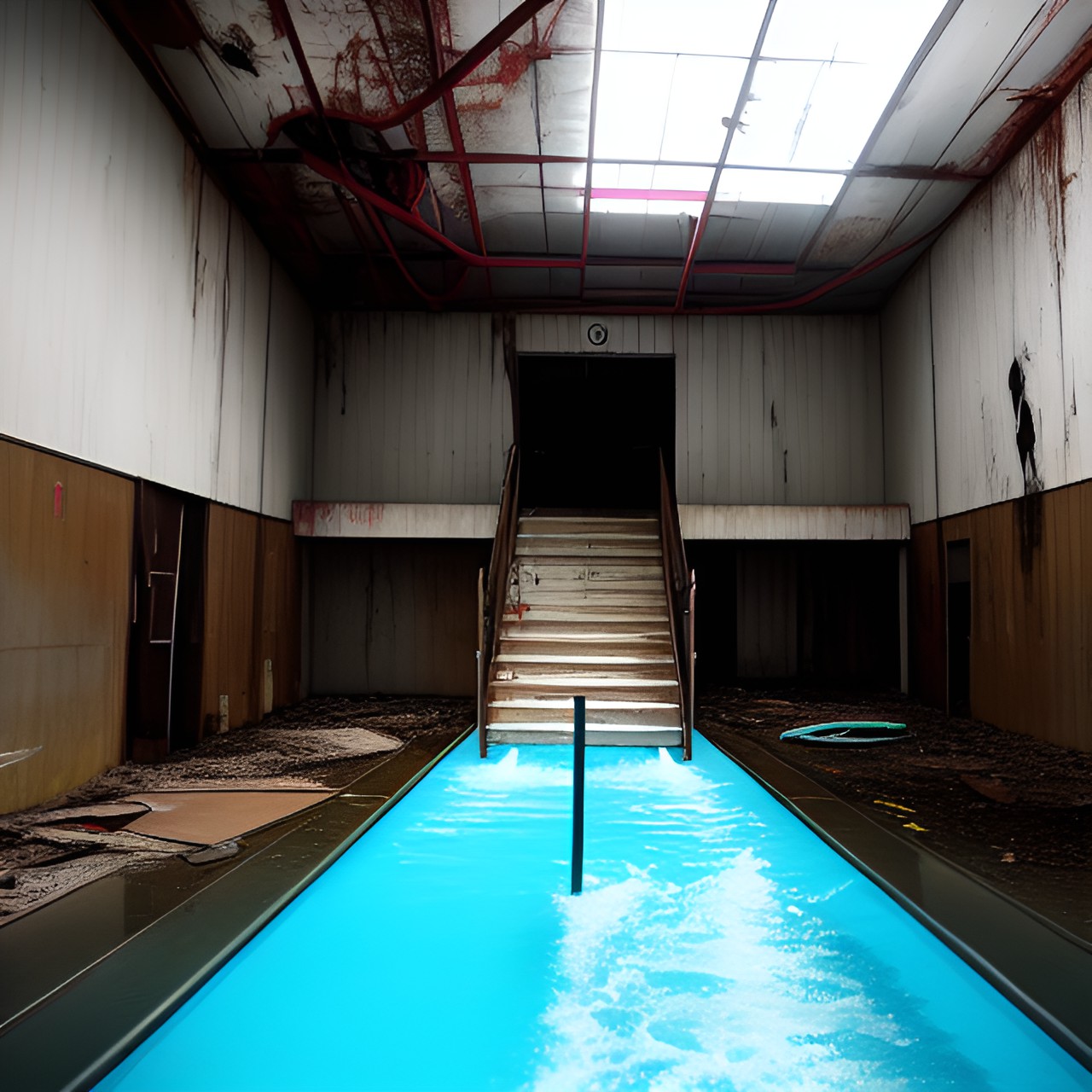 Creepy Pool - water slide, backroom, creepy, abandoned preview