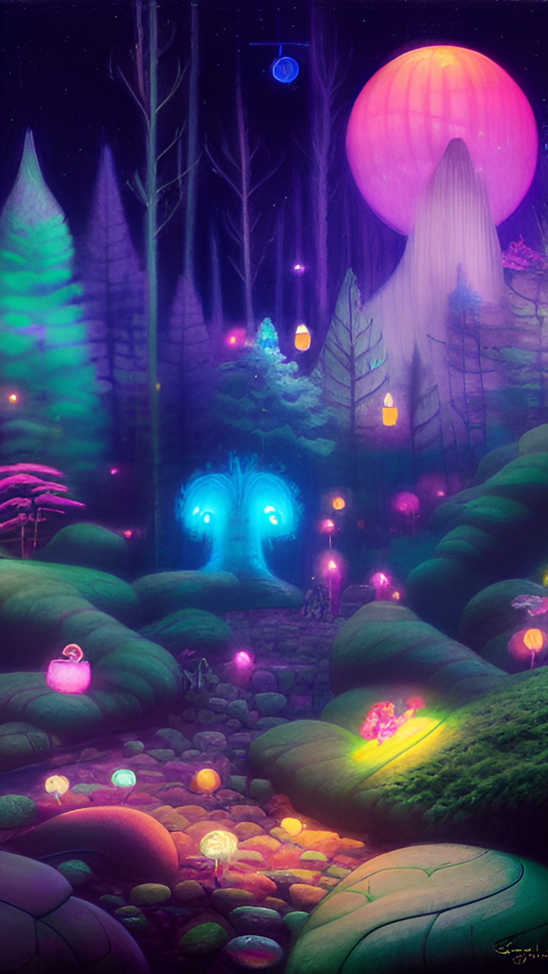 astral, neon light, fairy forest preview