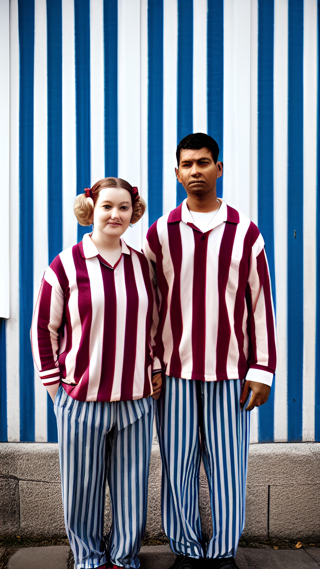 Fashion week cont. - two adults in striped pajamas preview