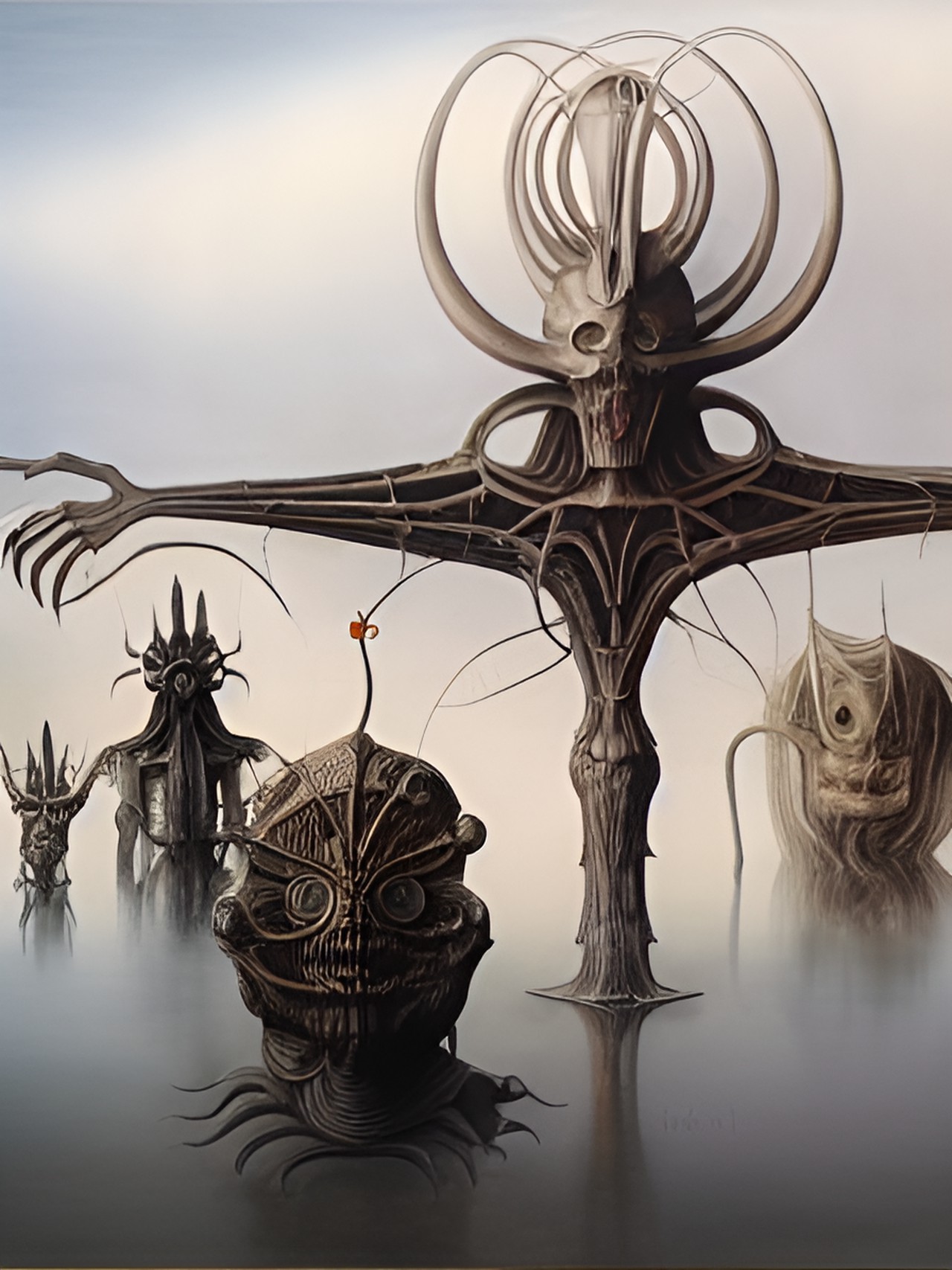 humanoid beings, artwork by leonora carrington & héctor germán oesterheld & h.r. giger & peter gric & beksinski preview