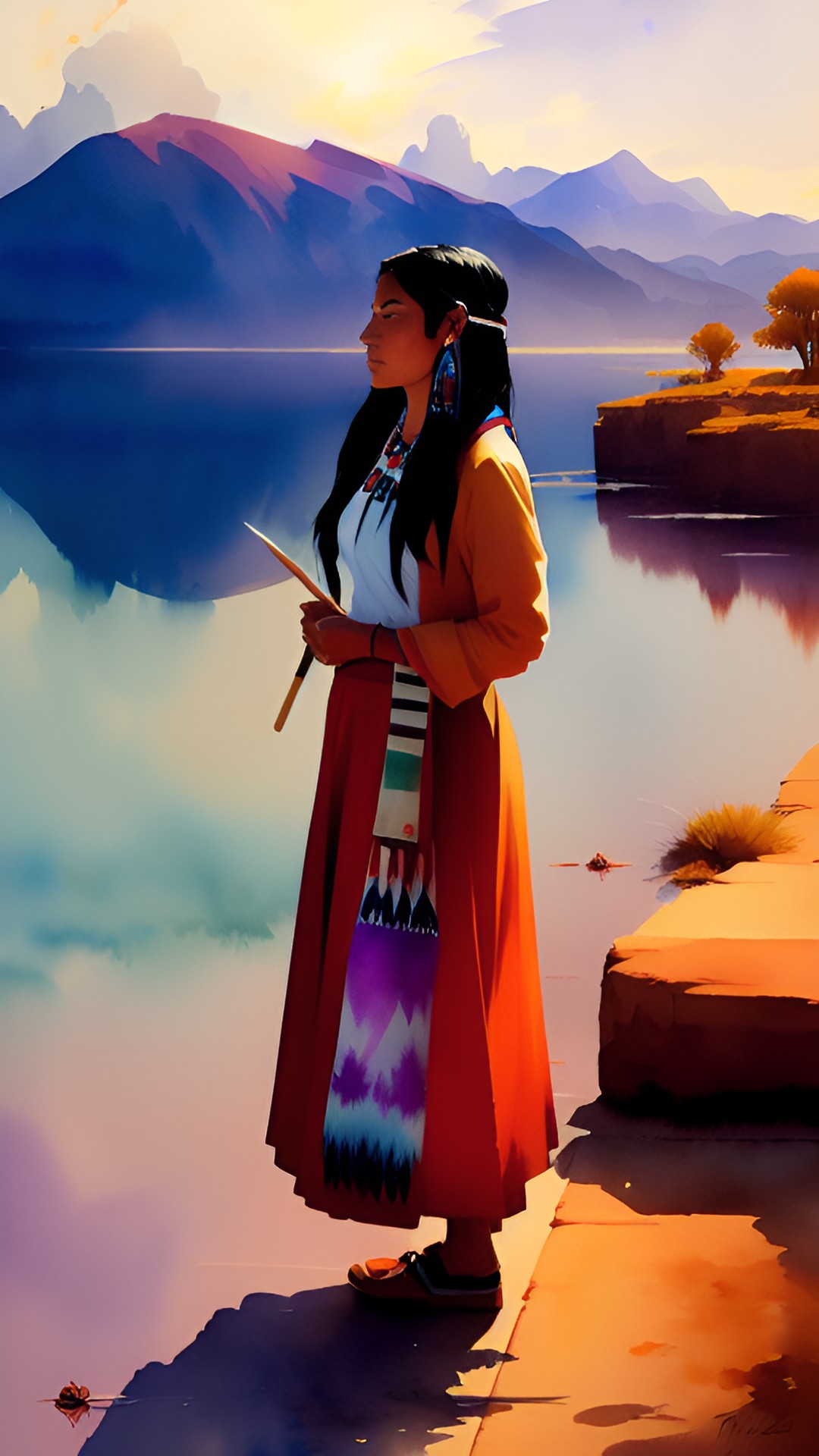 native american woman dreamy abstract preview