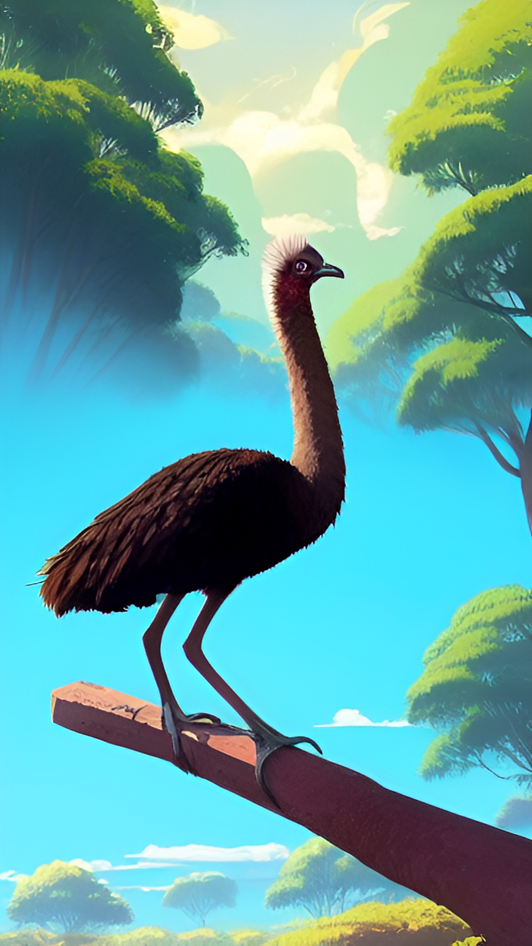 emu, australia's largest bird, with brown feathers and a long neck. it runs quickly and loves to eat plants and insects. a unique and fascinating animal. preview