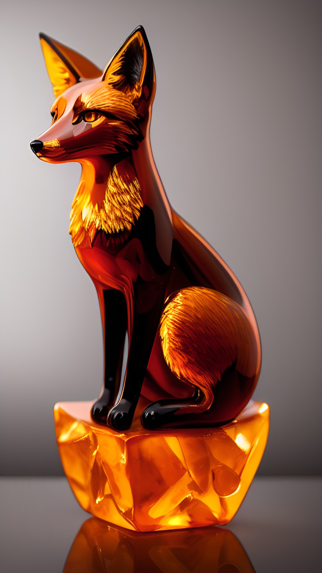 hyperrealism,
amber figurine,
fox,
8k preview