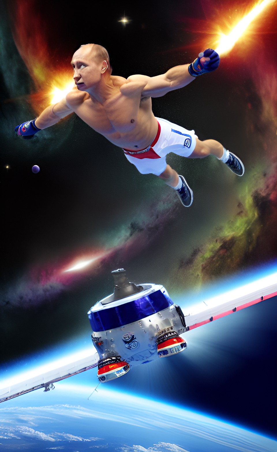 Putin in space - shirtless vladimir putin flying through space preview