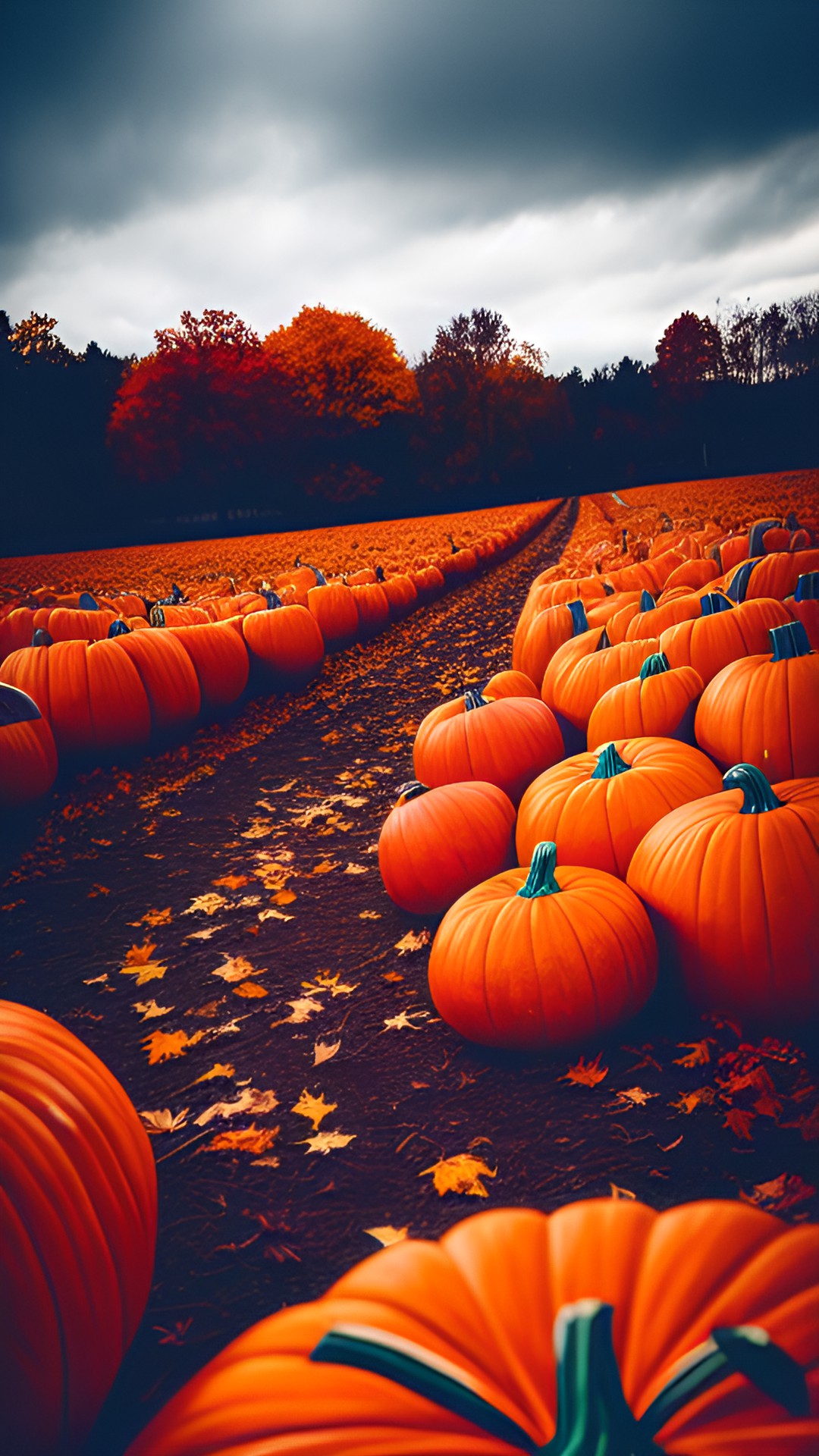 Aesthetic fall - fall halloween time pumpkin patch falling leaves dark and cloudy aesthetic preview