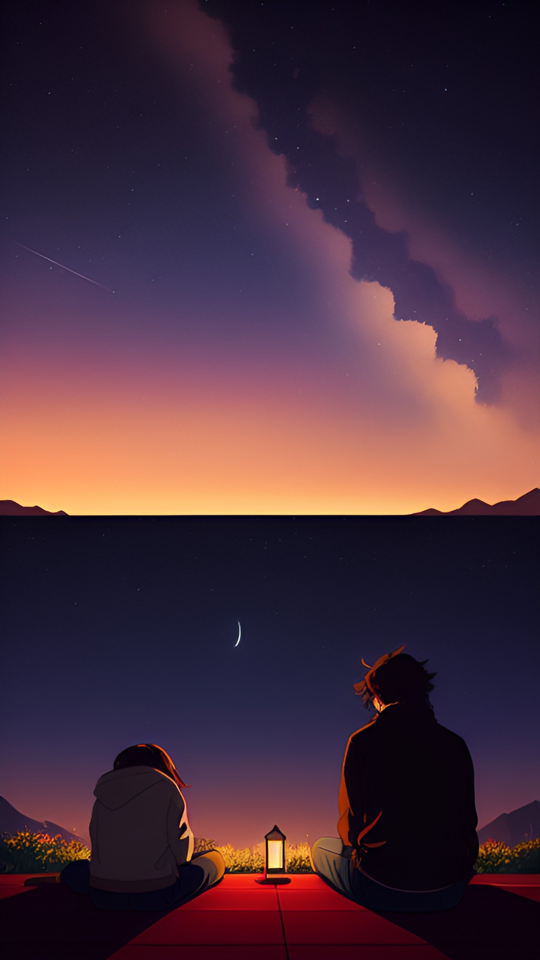 man with medium brown hair and brown eyes and lady with brown hair and brown eyes couple together in love its a good view of them laying under the stars preview