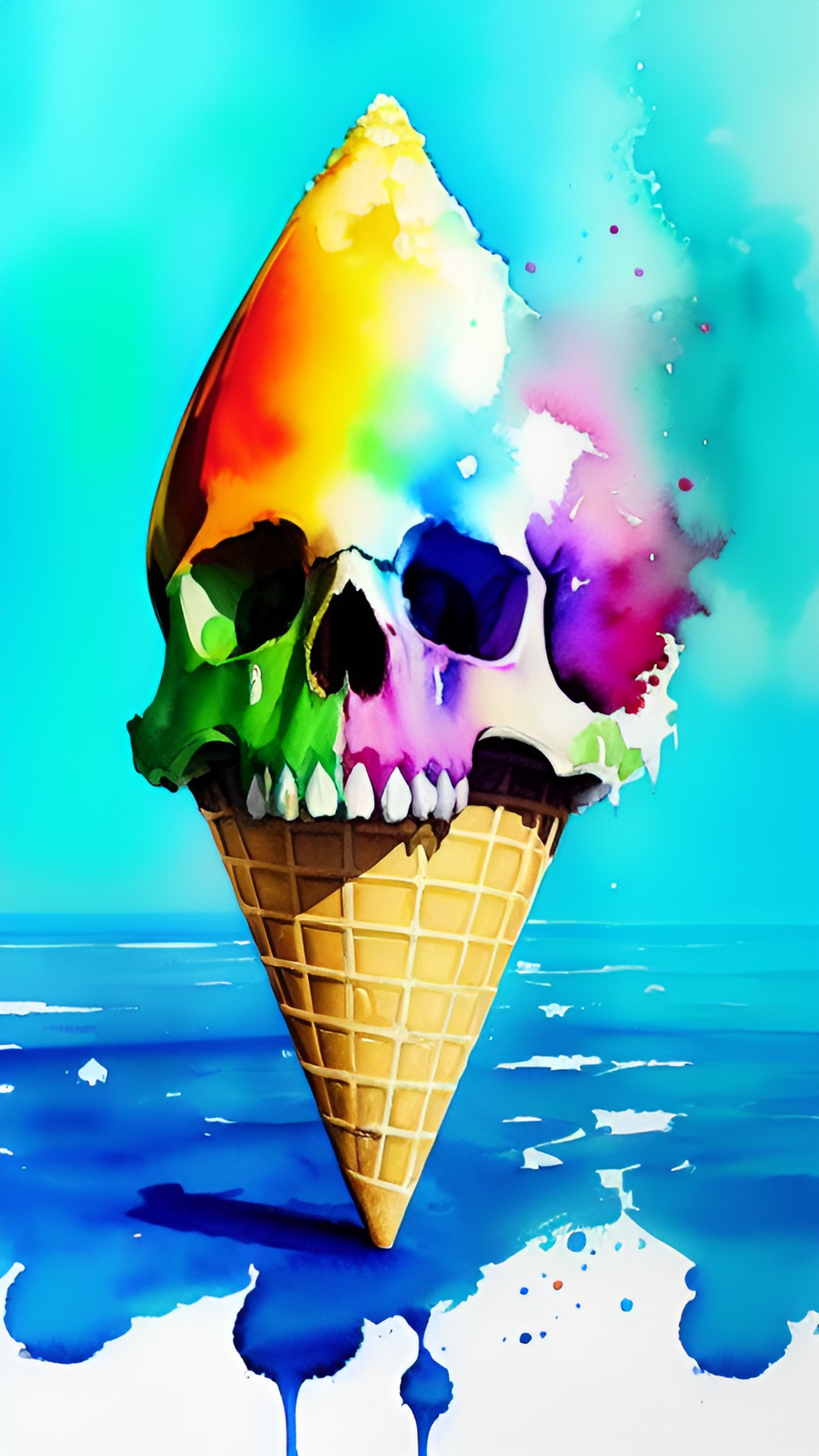 skull ice cream cone melting preview