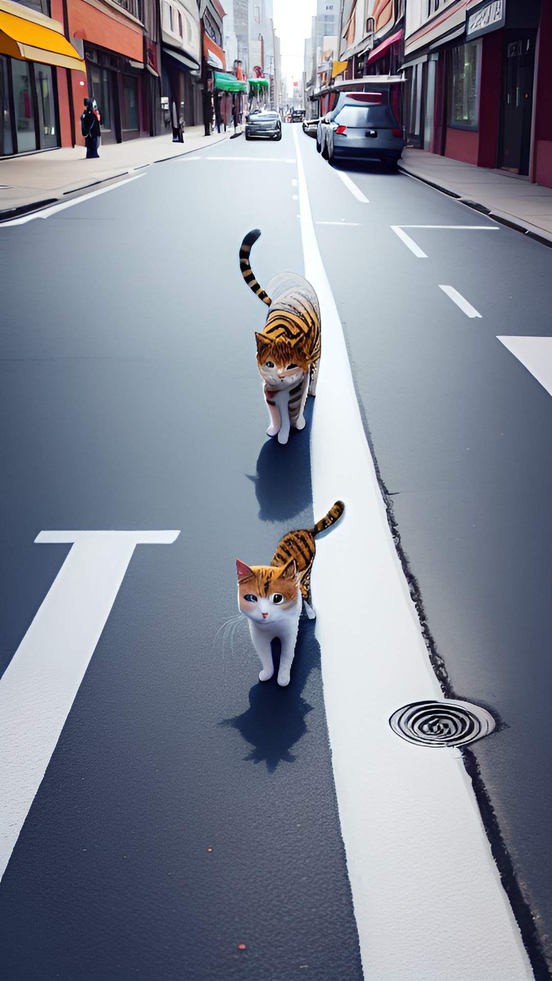 a cat walking in the street preview