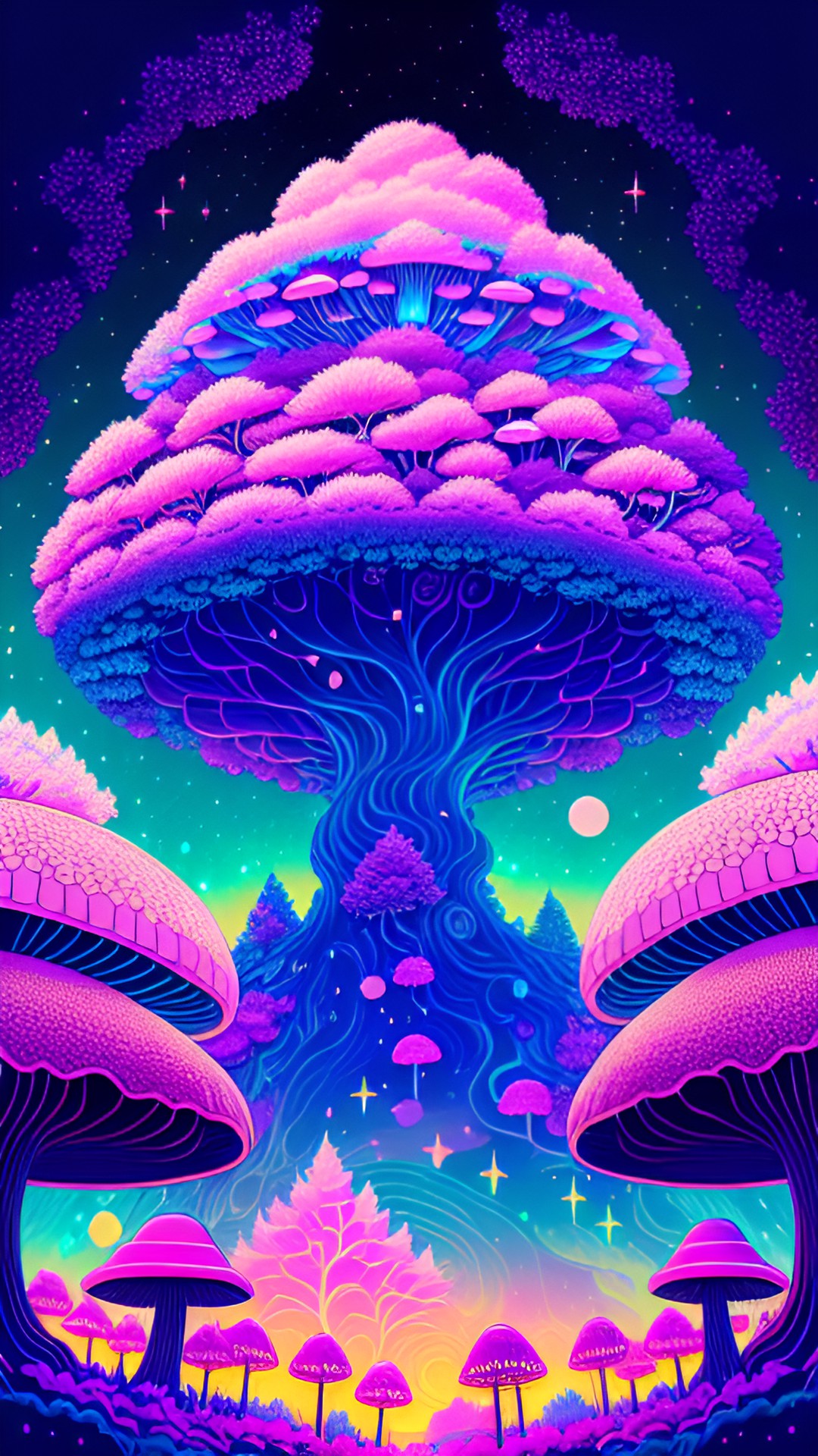 mushrooms sakura tree galaxy preview