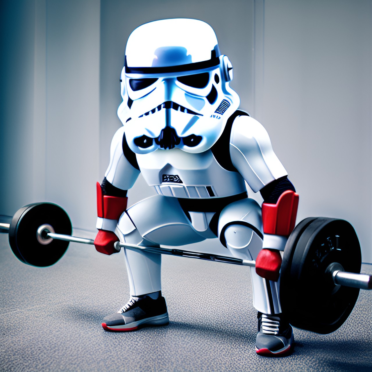 storm trooper, power lifting, working out at gym, barbell preview