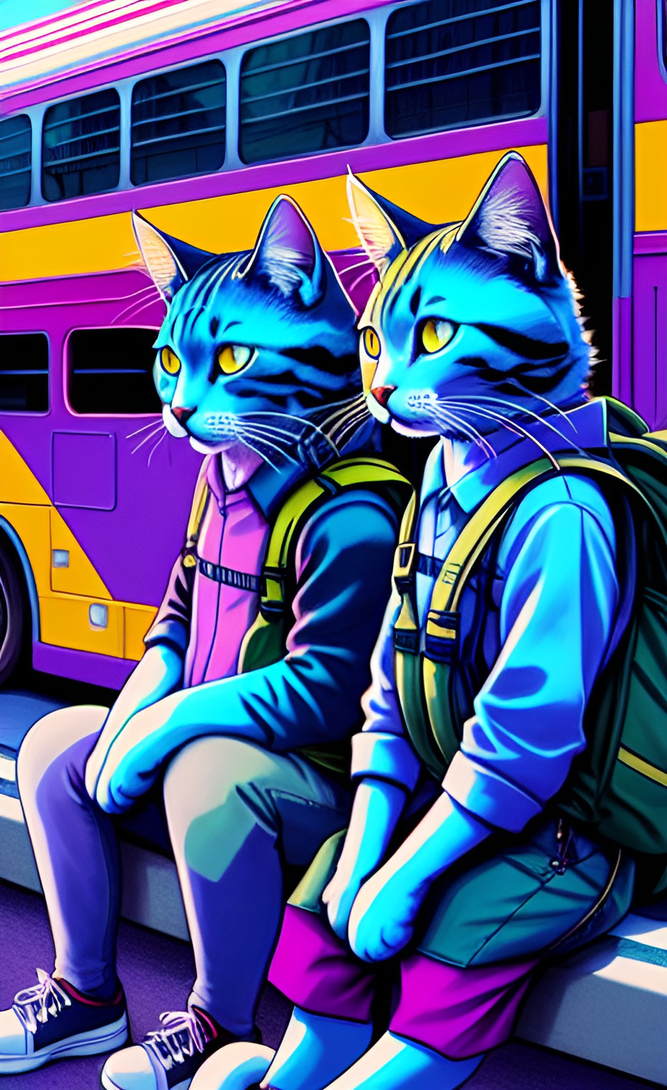 cats waiting for the bus preview